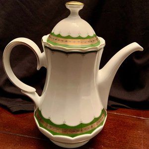 Vintage Eschenbach Bavaria Germany Green and Gold Coffee Pot